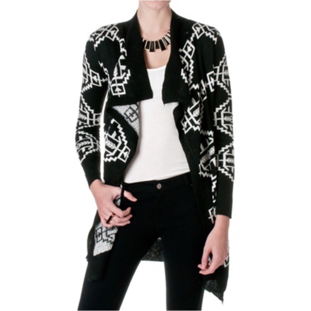 Timing Open Front Long Sleeve Black Cardigan